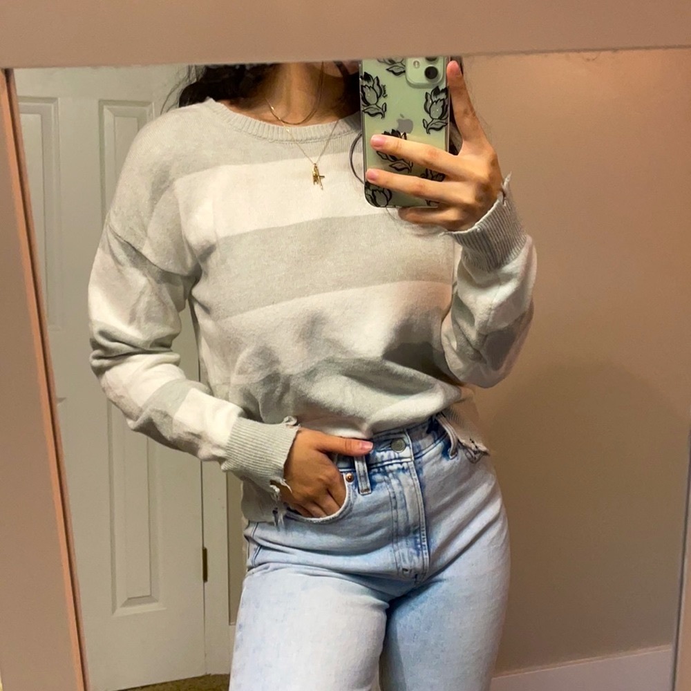 grey striped distressed sweater from forever 21